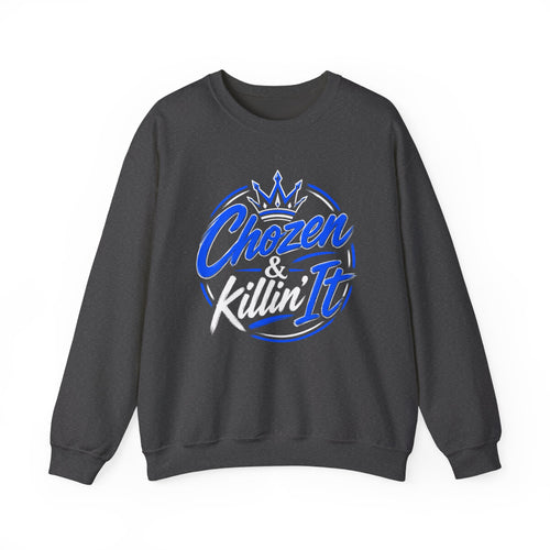 Chosen & Killin' It Crewneck Sweatshirt — Matthew 22:14 Inspirational Christian Pullover
