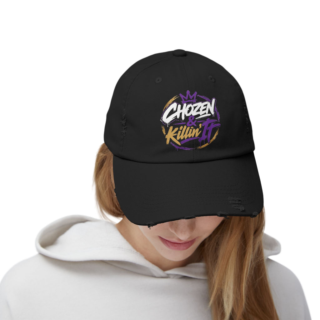Distressed Cap — Chosen & Killin' It Graffiti Dad Hat