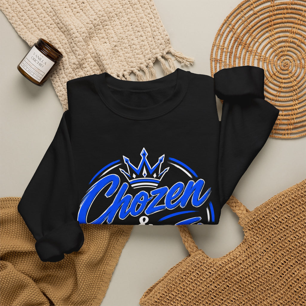 Chosen & Killin' It Crewneck Sweatshirt — Matthew 22:14 Inspirational Christian Pullover
