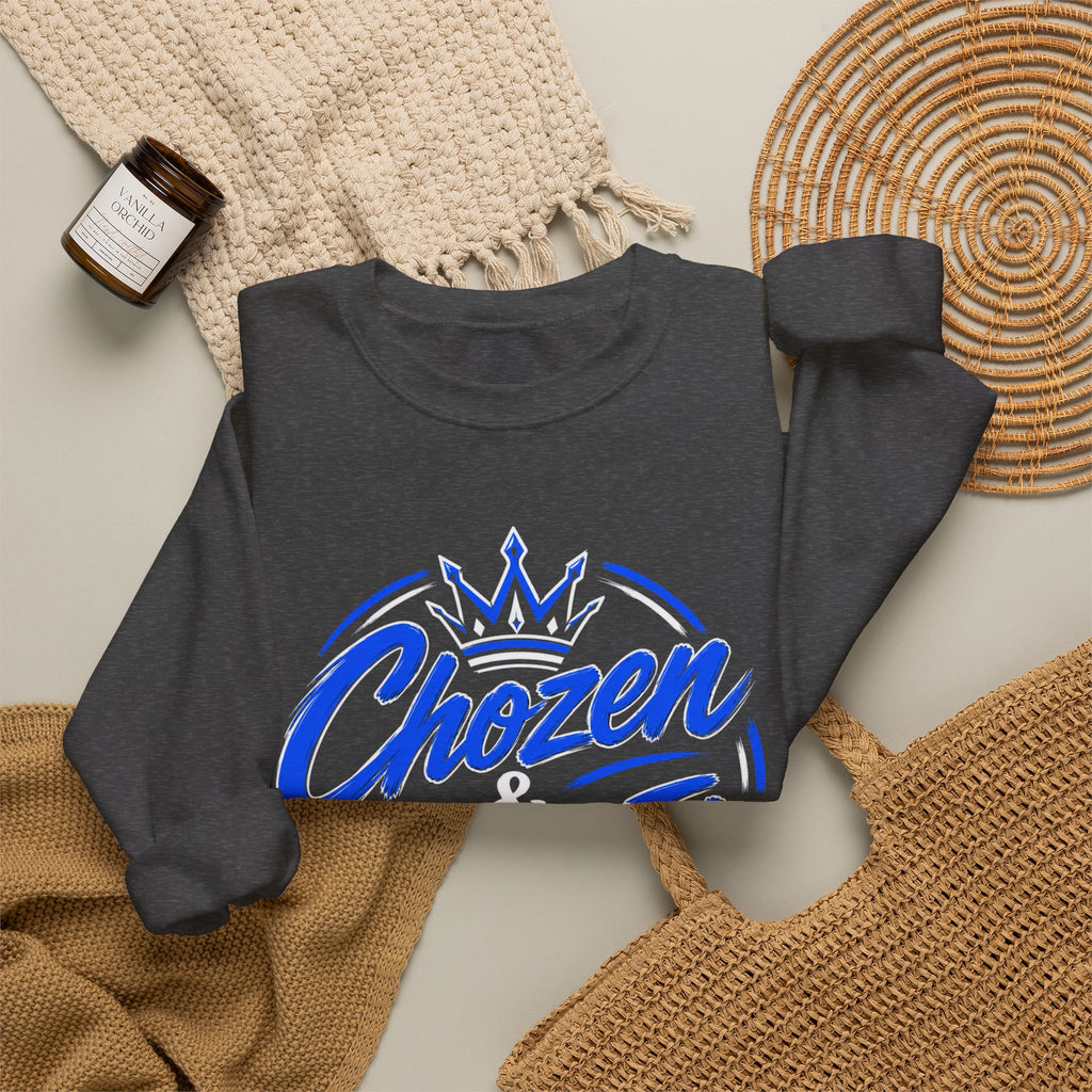 Chosen & Killin' It Crewneck Sweatshirt — Matthew 22:14 Inspirational Christian Pullover